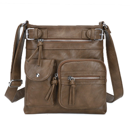 Women's Leather Shoulder Bag Multi Pocket