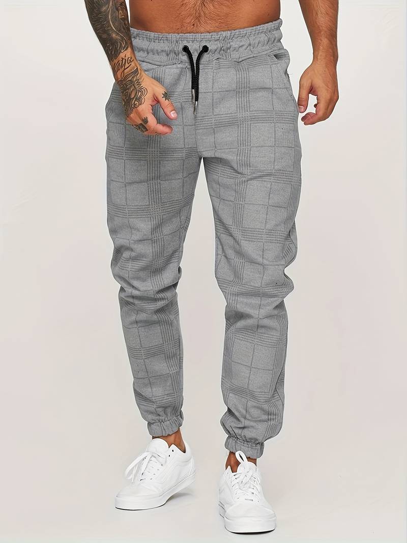 Men's Slim Fit Checkered Joggers