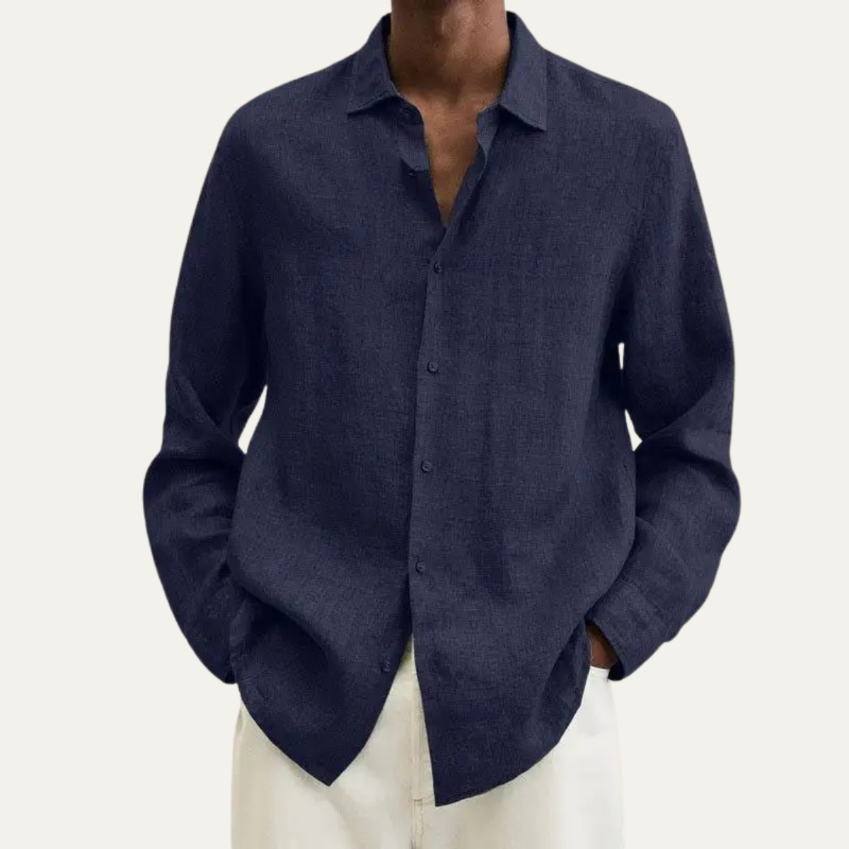 Alderhill Men's Linen Cotton Shirt Turn Down Collar