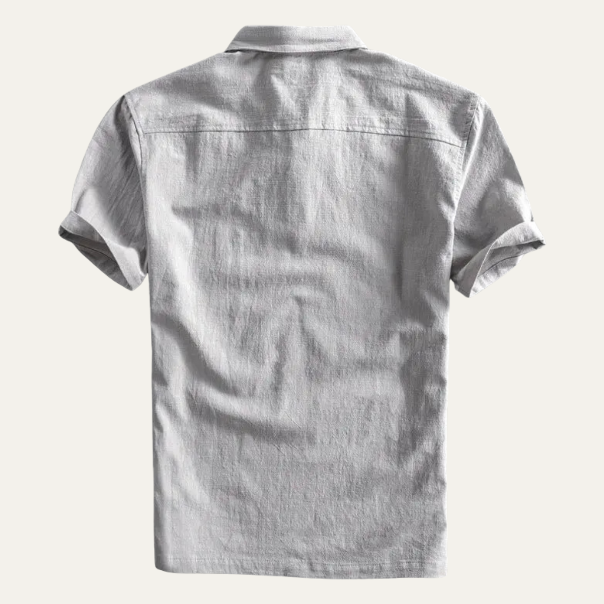 Men's Linen Polo Shirt Short Sleeve Casual Beige
