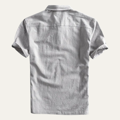 Men's Linen Polo Shirt Short Sleeve Casual Beige