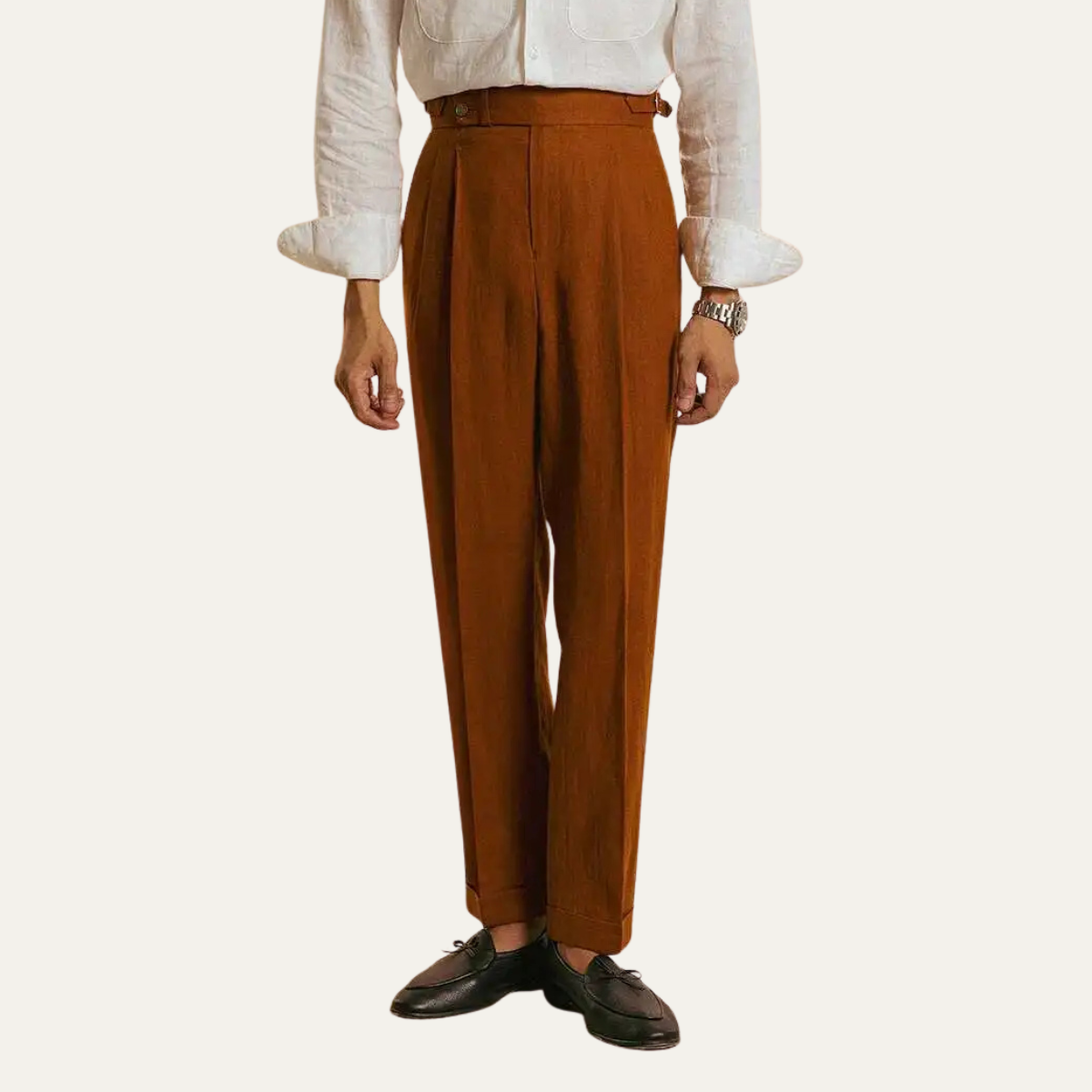 Men's Linen High Waist Dress Pants