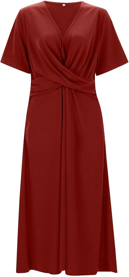 Women's V-Neck Short Sleeve Dress - VibreMode