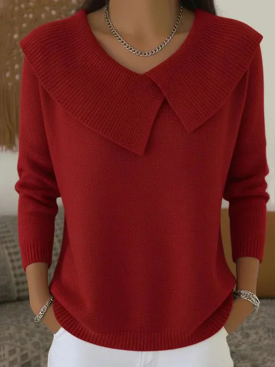 Women's Sweater Wide Folded Collar