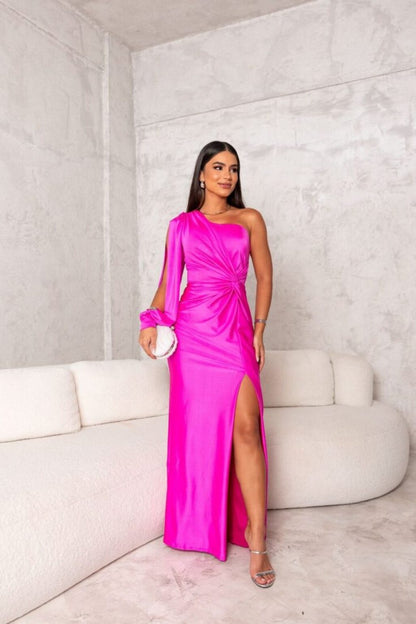 Women's One-Shoulder Maxi Dress High Slit