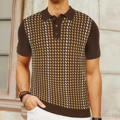 Amarone Men's Polo Shirt Contrast Pattern Knit