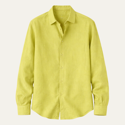 Men's Linen Cotton Shirt Breathable Turn Down Collar - VibreMode