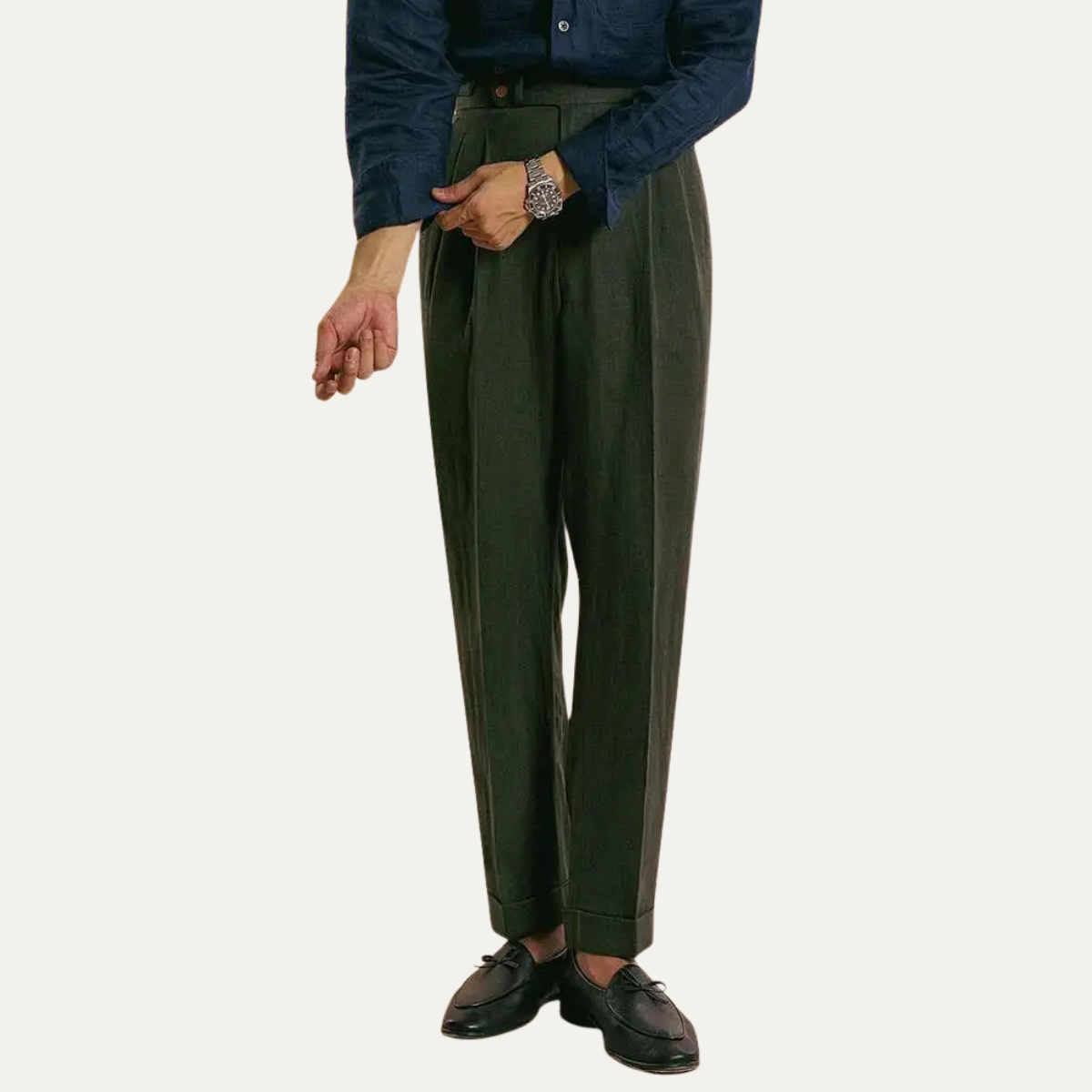 Men's Linen High Waist Dress Pants