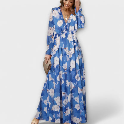 Lovely Floral Long Sleeve Maxi Dress