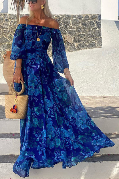 Elegant Ladies Floral Maxi Evening Dress - VibreMode