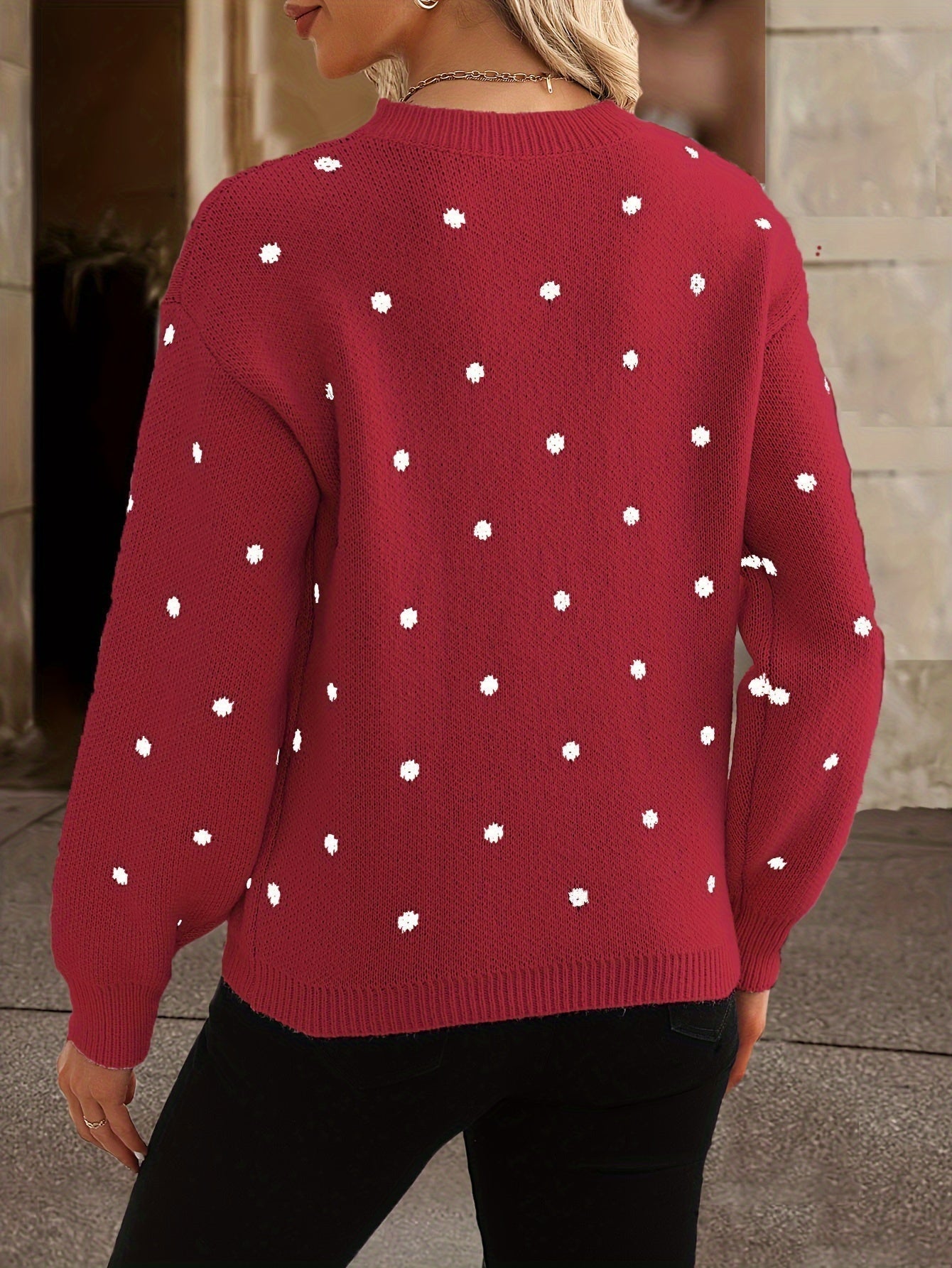 Women's Polka Dot Sweater Casual Knit