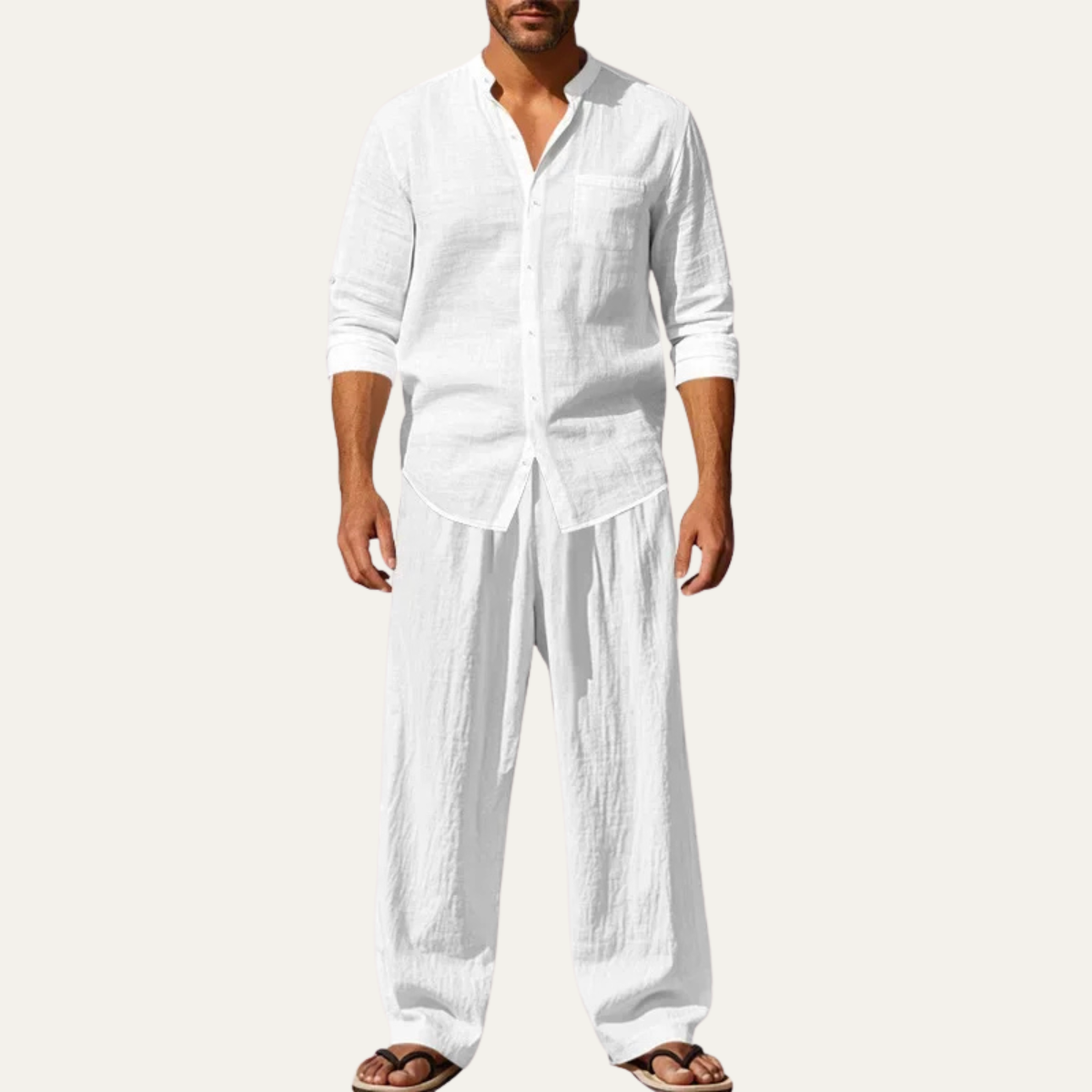 Mens Casual Linen Shirt And Pants Set
