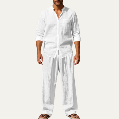 Mens Casual Linen Shirt And Pants Set