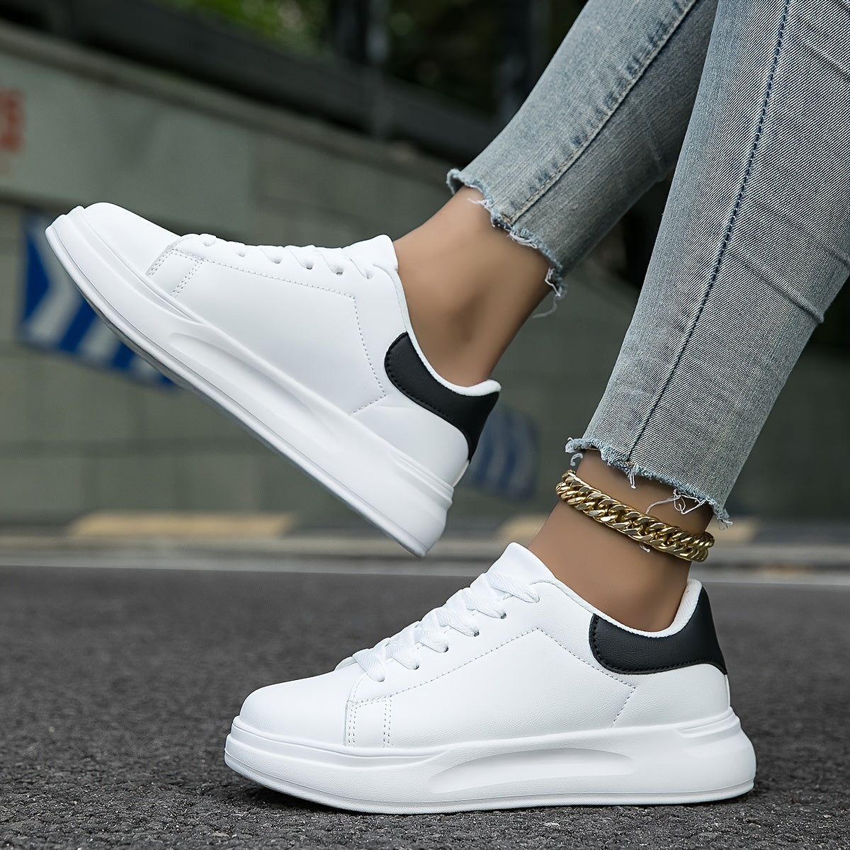 Women's White Leather Sneakers