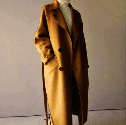 Women's Long Trench Coat Luxurious Fabric