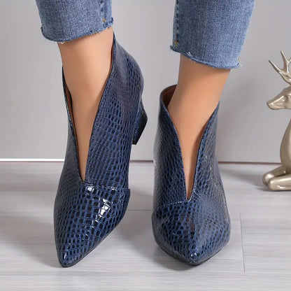 Women's Distressed Ankle Boots with Low Block Heel