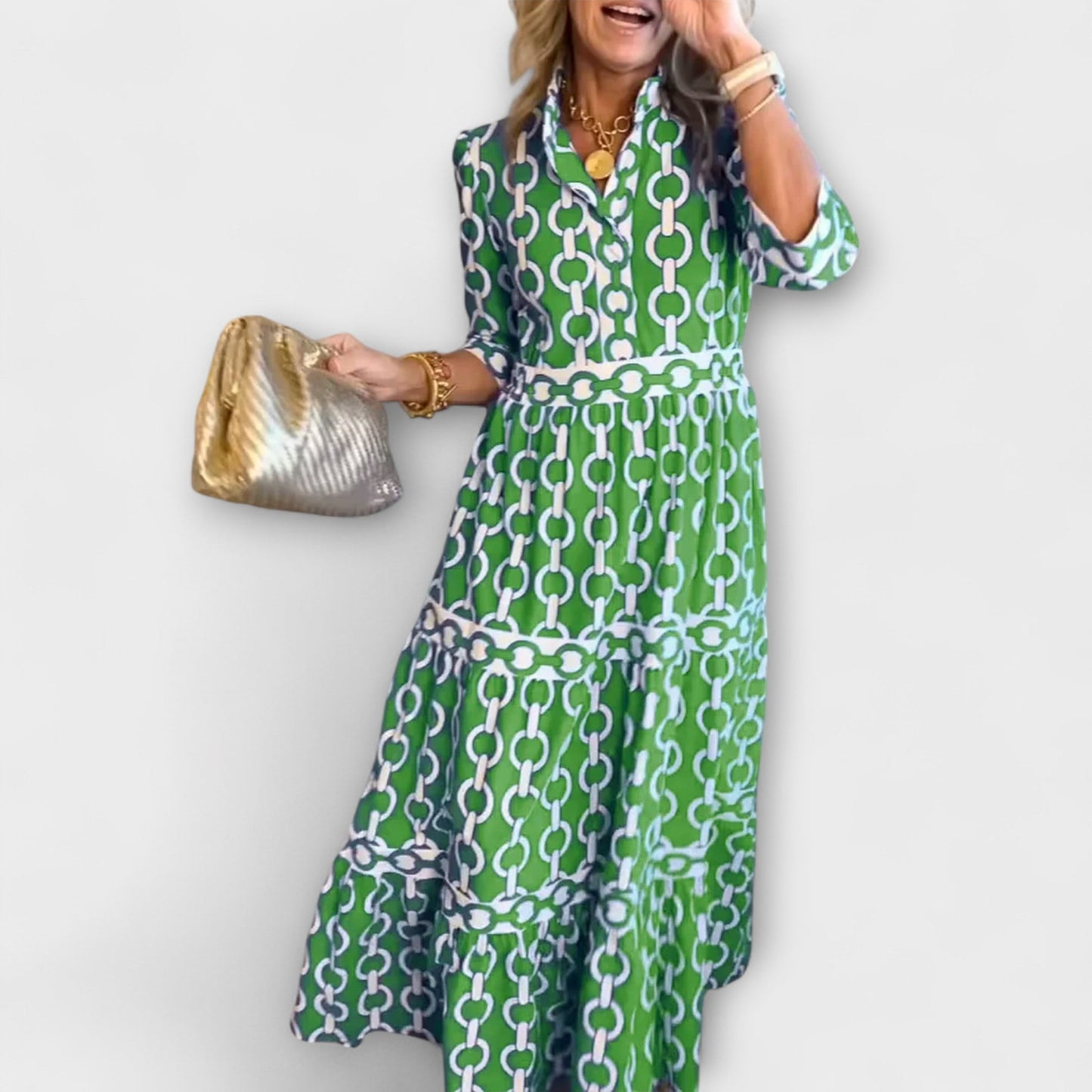 Casual Chain Print Mid Length Dress
