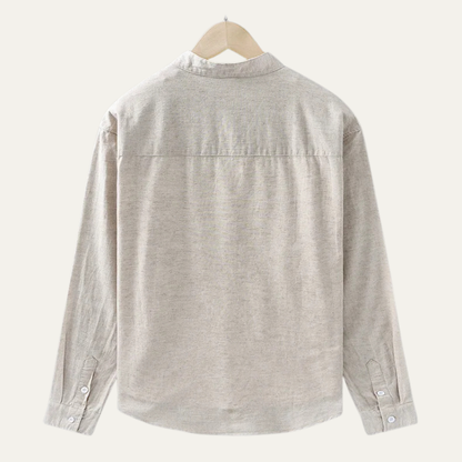 Men's Cotton Linen Shirt Loose Fit Mandarin Collar