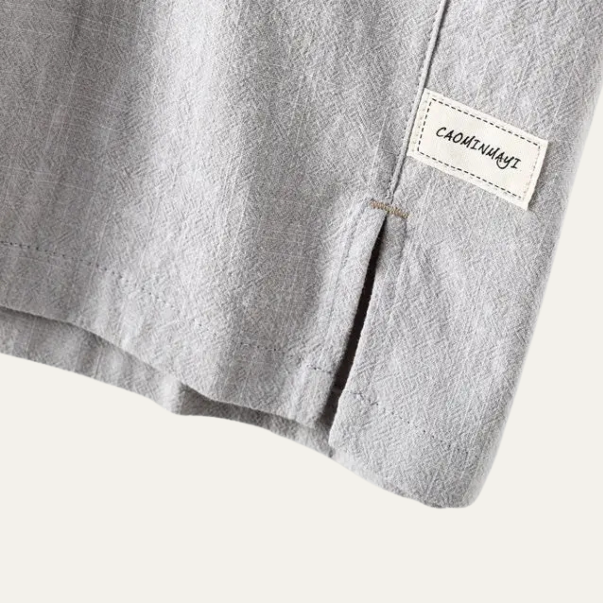 Men's Linen Polo Shirt Short Sleeve Casual Beige