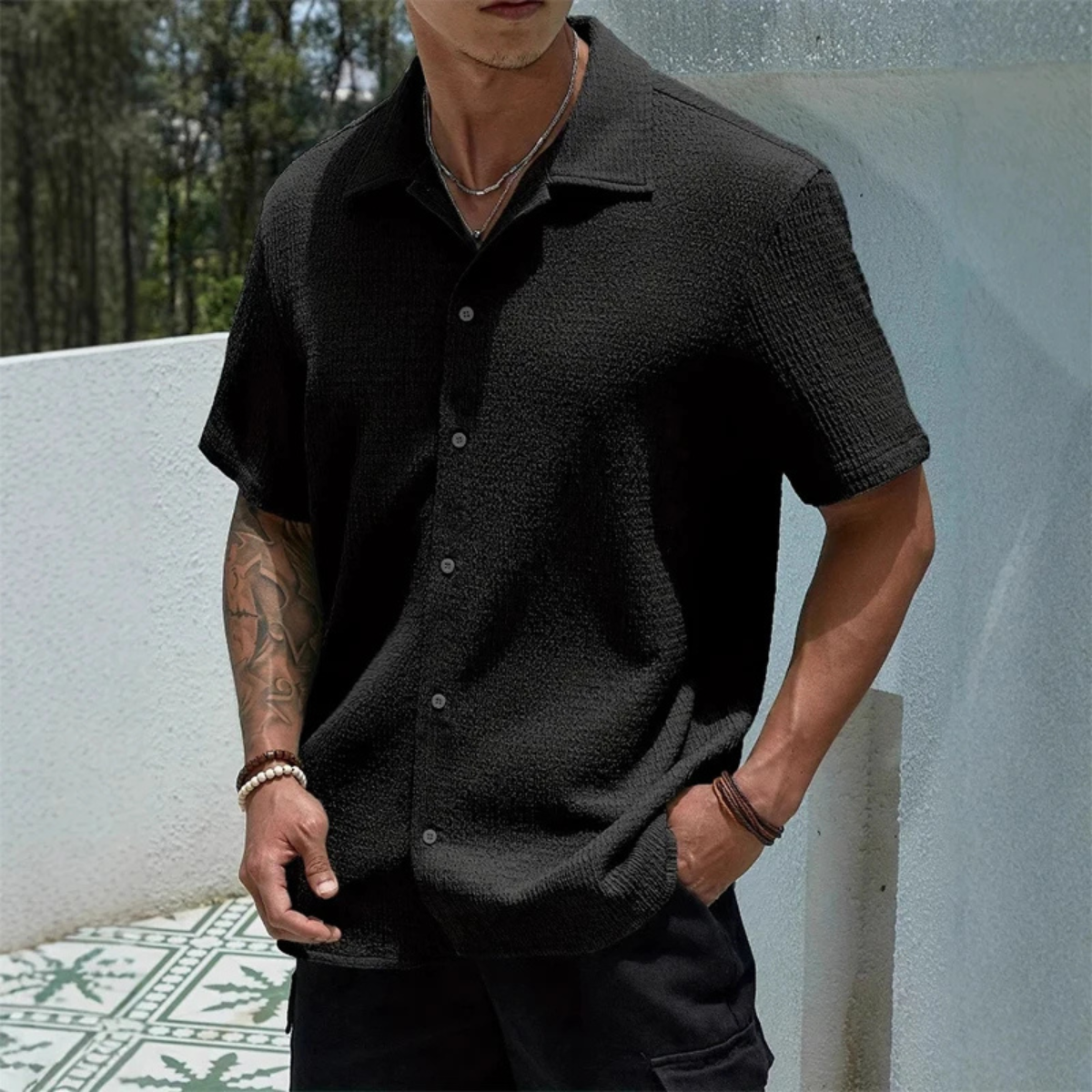 Men's Casual Button-Up Shirt