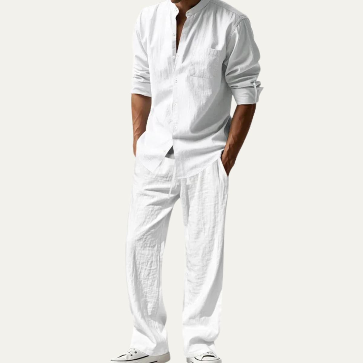 Mens Casual Linen Shirt And Pants Set