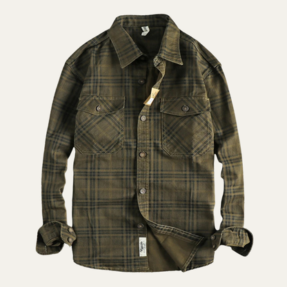 Men's Cotton Shirt Jacket Lightweight Checkered