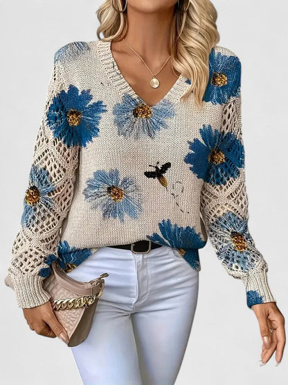 Mae | Pretty Floral Knit Sweater - VibreMode