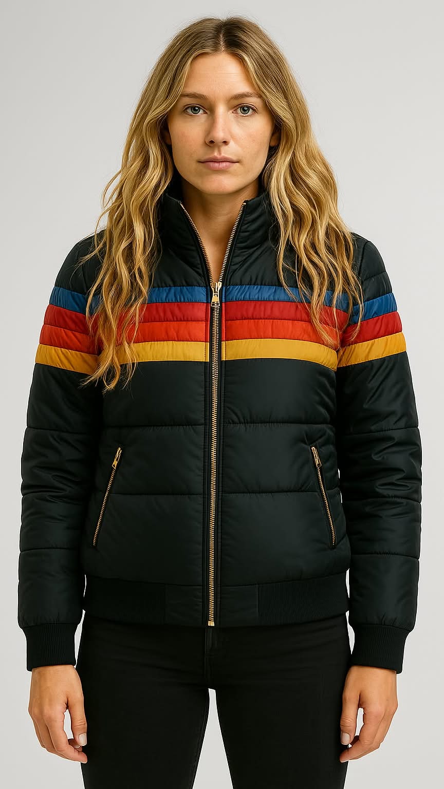 Women's Waterproof Puffer Jacket Hooded Insulated Black