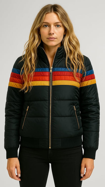 Women's Waterproof Puffer Jacket Hooded Insulated Black