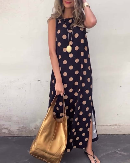 Summer Spotted Backless Long Dress