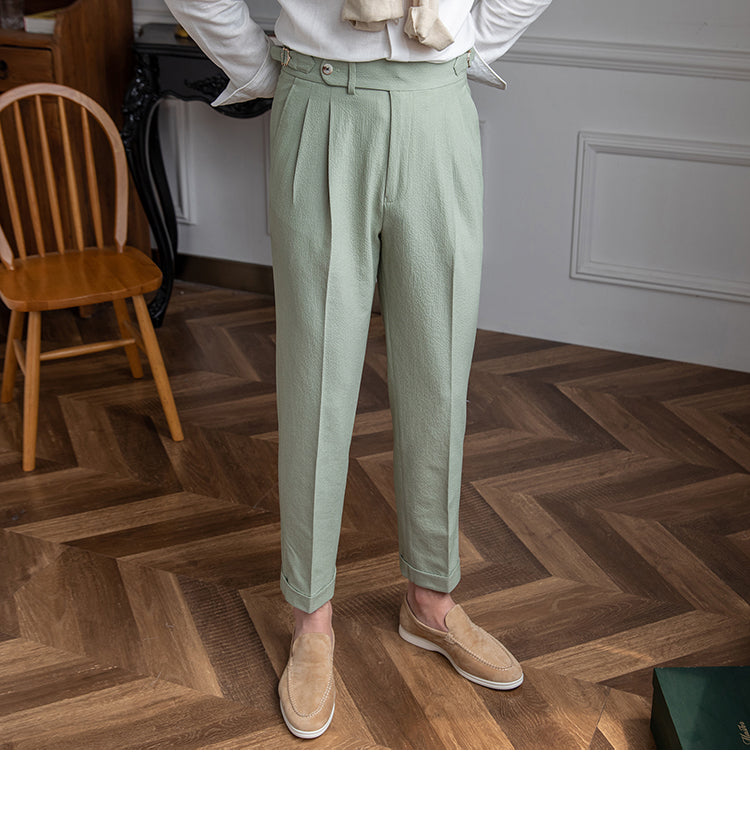 Men's Pleated Cropped Pants