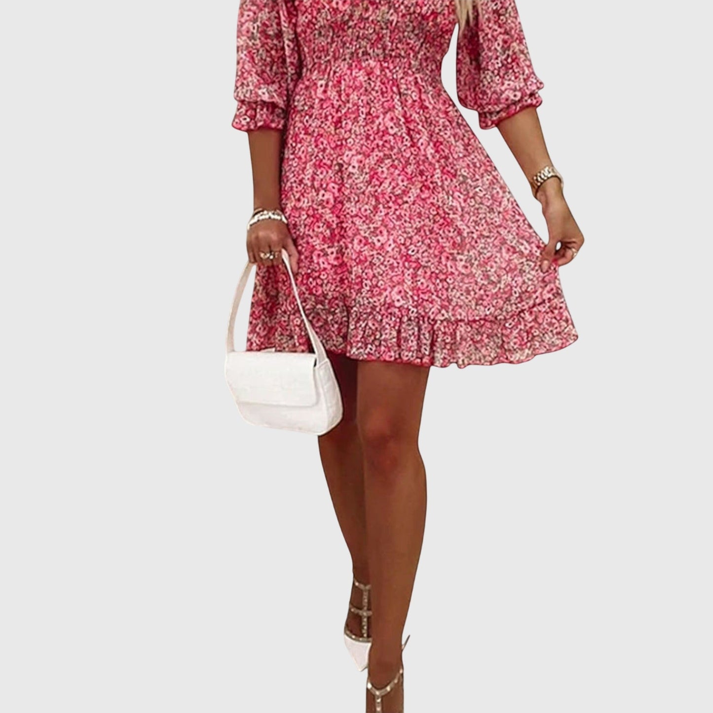 Floral V-Neck Women's Midi Sundress