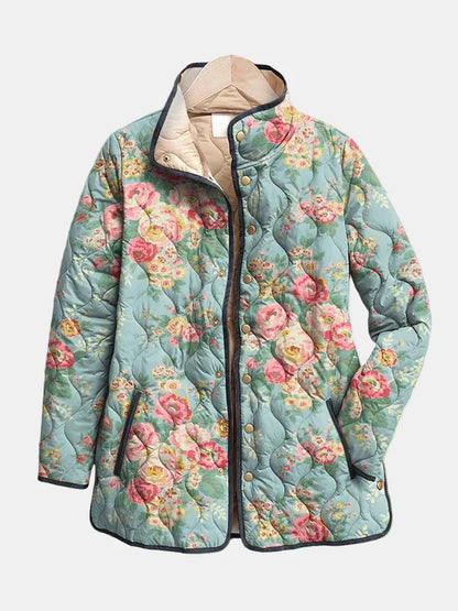 Women's Quilted Floral Print Jacket - VibreMode