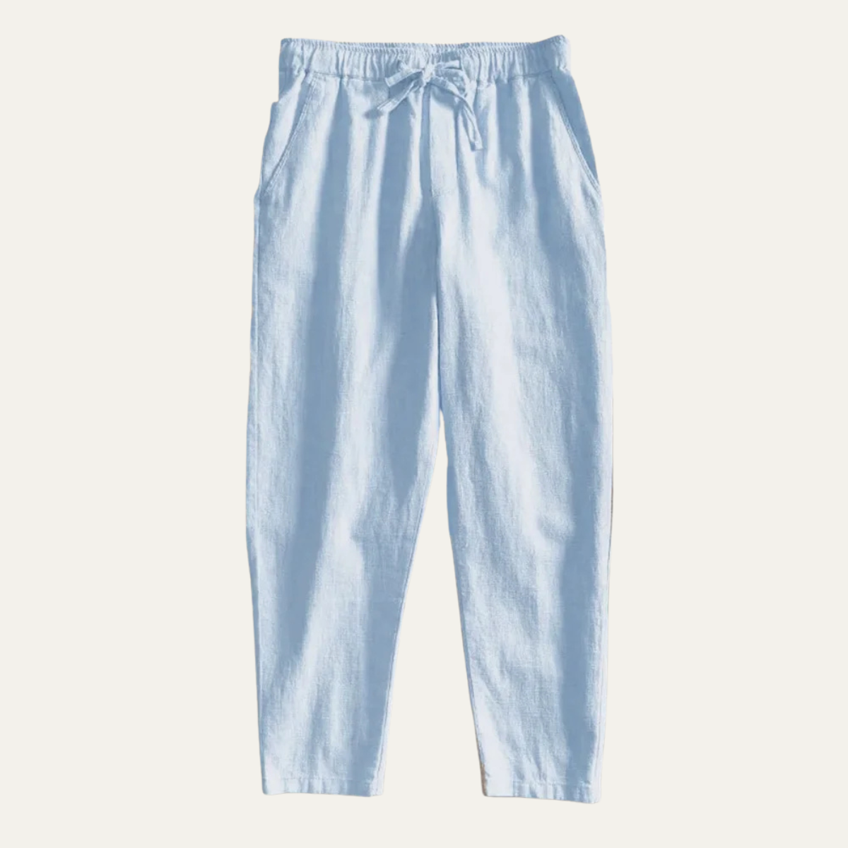 Men's Linen Jogger Pants Elastic Waist Casual Beige - VibreMode