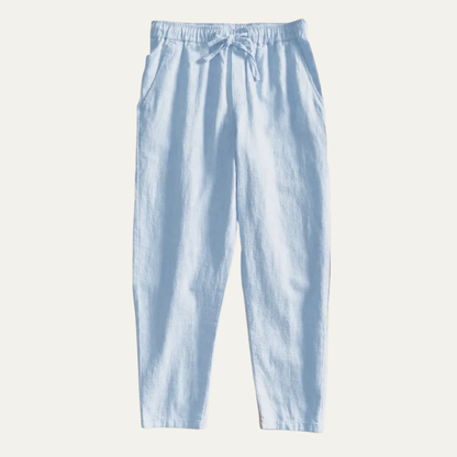 Men's Linen Jogger Pants Elastic Waist Casual Beige - VibreMode