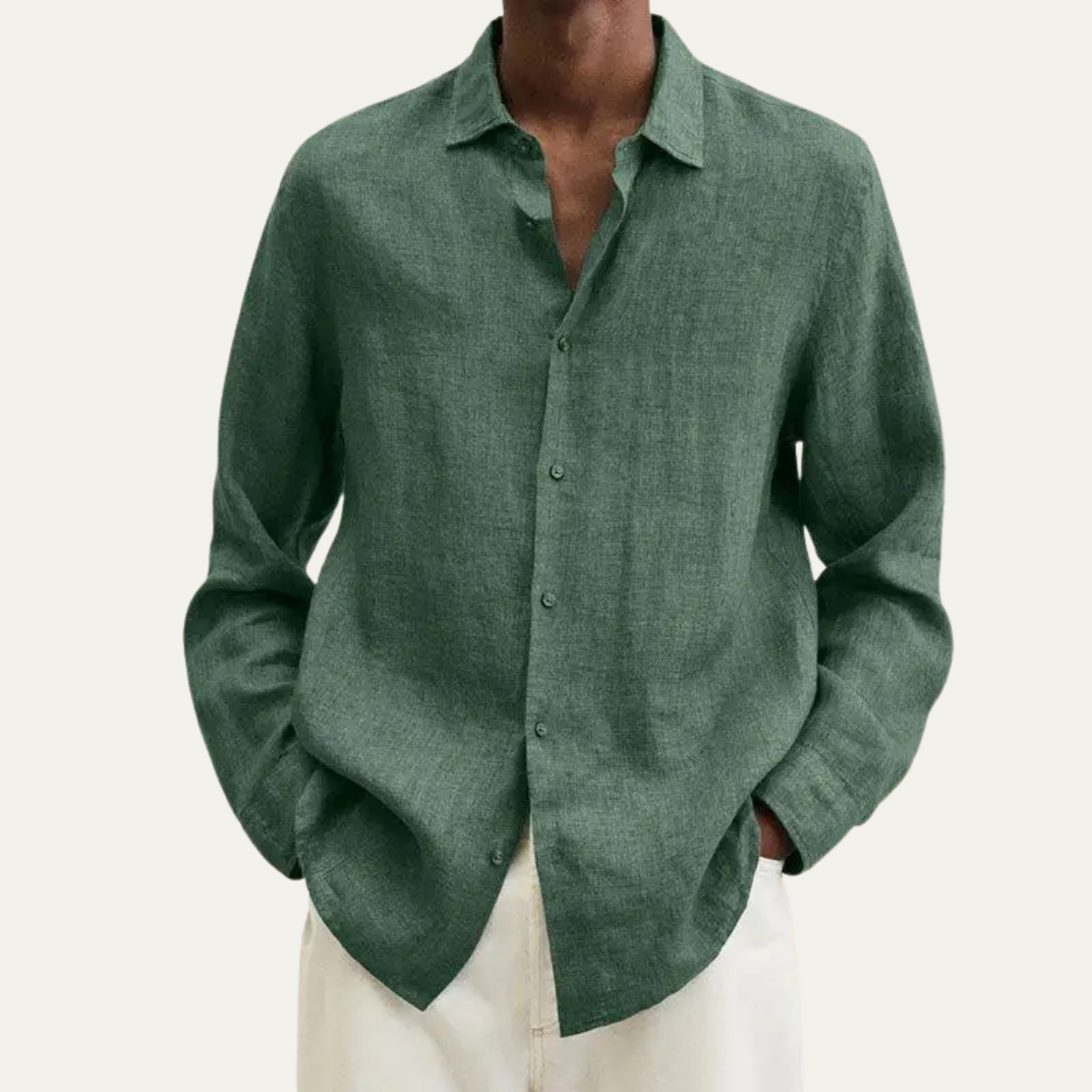 Men's Linen Cotton Shirt Breathable Turn Down Collar