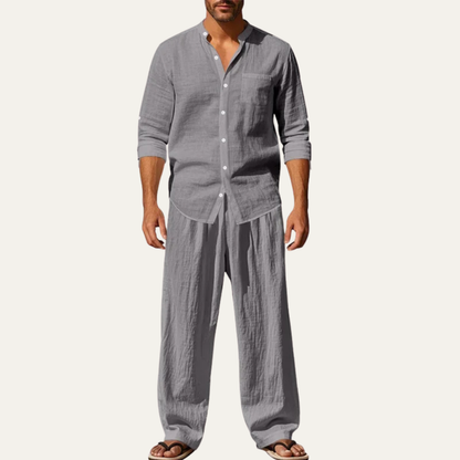 Mens Casual Linen Shirt And Pants Set