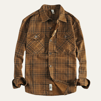 Men's Cotton Shirt Jacket Lightweight Checkered