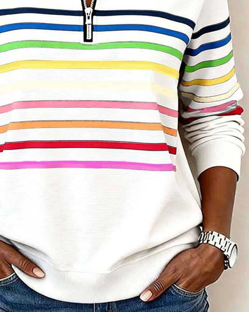 Women's Crew Neck Sweatshirt Ribbed Hem