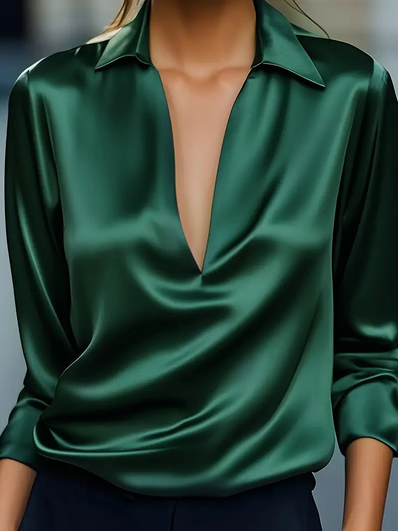 Luxury Soft V-Neck Satin Top