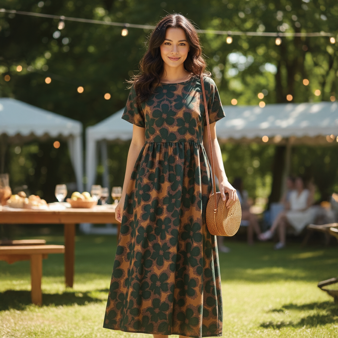 Casual Floral Knee Length Dress