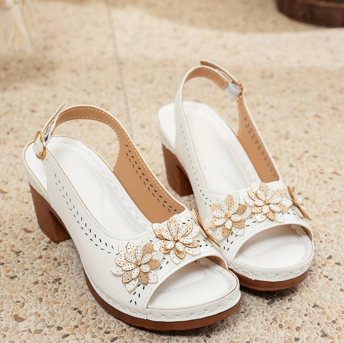 Brown Buckle Ankle Strap Flat Sandals