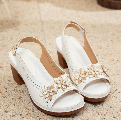 Brown Buckle Ankle Strap Flat Sandals