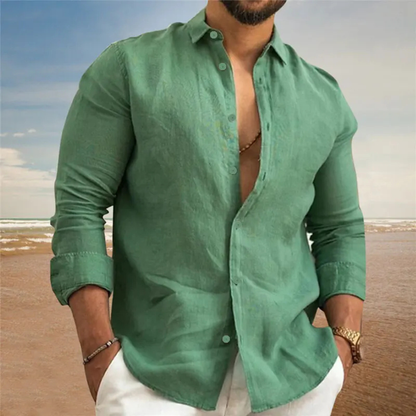 Ancona Men's Cotton Linen Shirt Lightweight