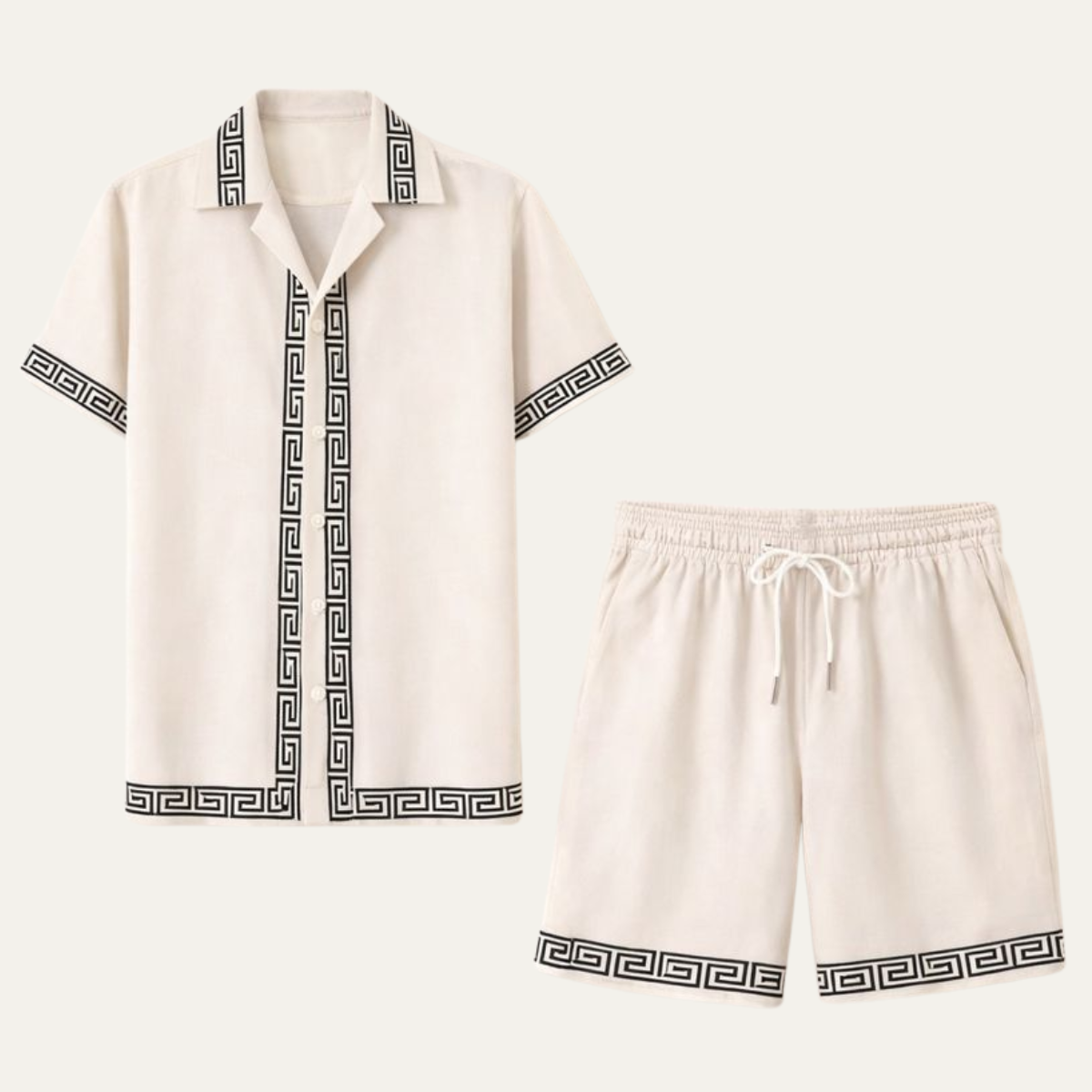 Men's Casual Print Shirt And Shorts Set - VibreMode
