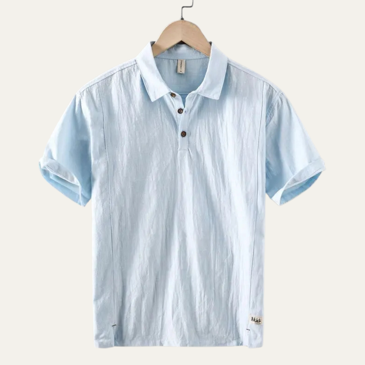 Men's Linen Polo Shirt Short Sleeve Casual Beige