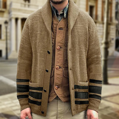 San Marino Men's Thick Knitted Cardigan Warm Lapel