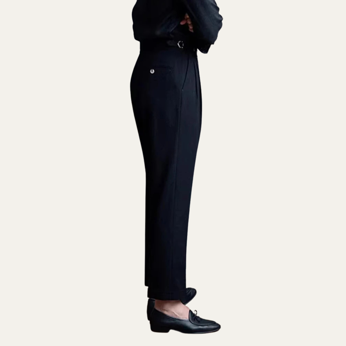 Men's Slim Fit Pleated Dress Pants High Waist