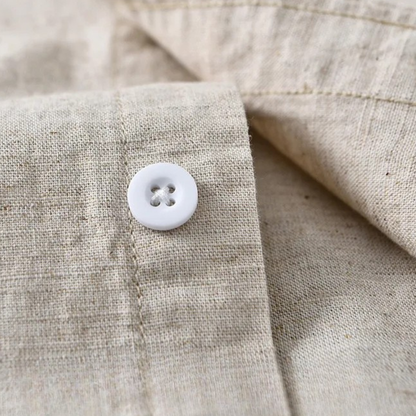 Men's Cotton Linen Shirt Loose Fit Mandarin Collar