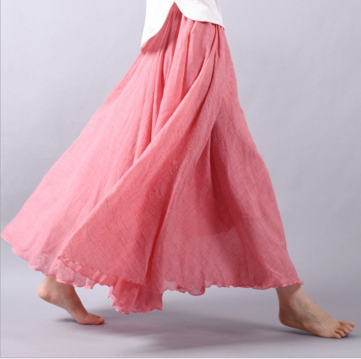 Women's Linen Maxi Skirt Bohemian Style